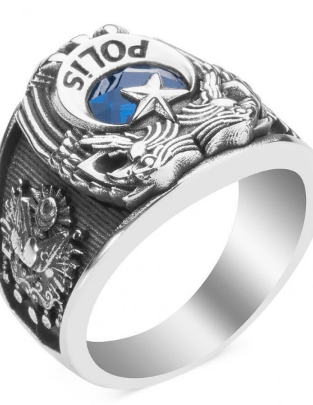 Çift Kartal Başlı Osmanlı Armalı Polis Yüzüğü