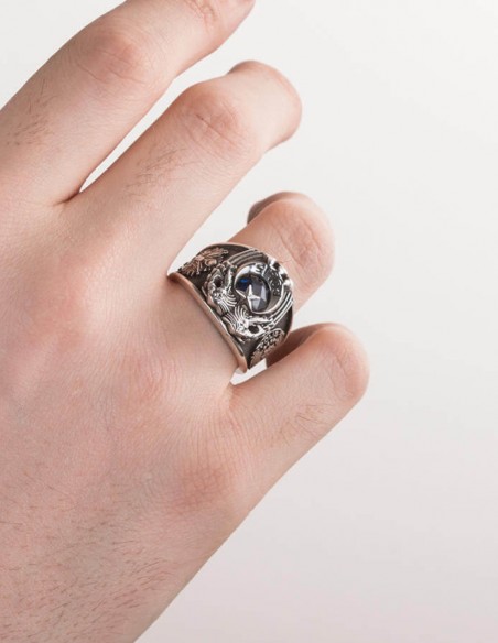 Çift Kartal Başlı Osmanlı Armalı Polis Yüzüğü