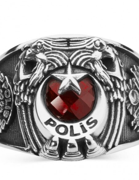 Çift Kartal Başlı Osmanlı Armalı Polis Yüzüğü