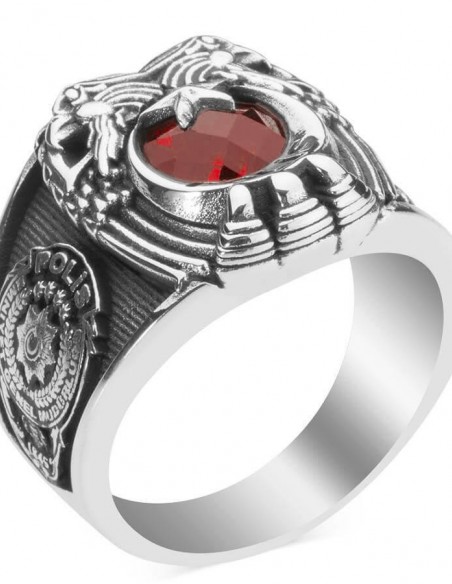 Çift Kartal Başlı Osmanlı Armalı Polis Yüzüğü