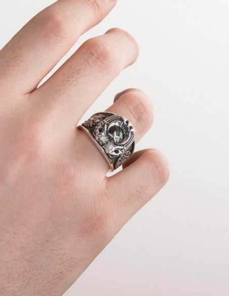 Çift Kartal Başlı Osmanlı Armalı Polis Yüzüğü