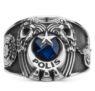 Çift Kartal Başlı Tuğralı Polis Yüzüğü