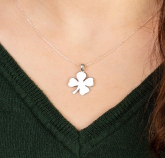 Dört Yapraklı Yonca Bayan Gümüş Kolye 2