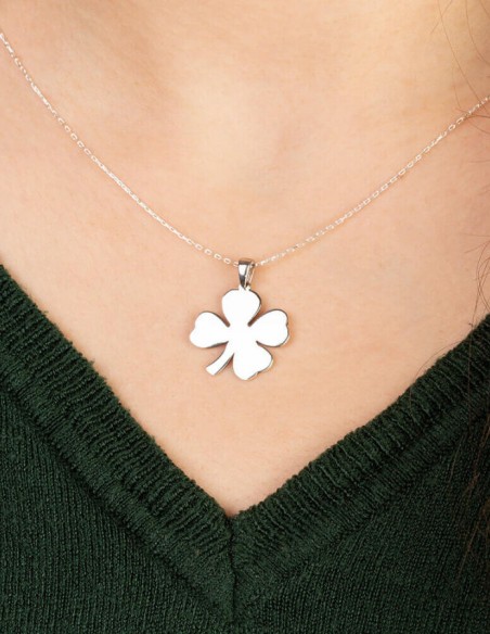 Dört Yapraklı Yonca Bayan Gümüş Kolye