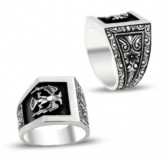 El İşçiliği Selçuklu Kartallı Gümüş Yüzük