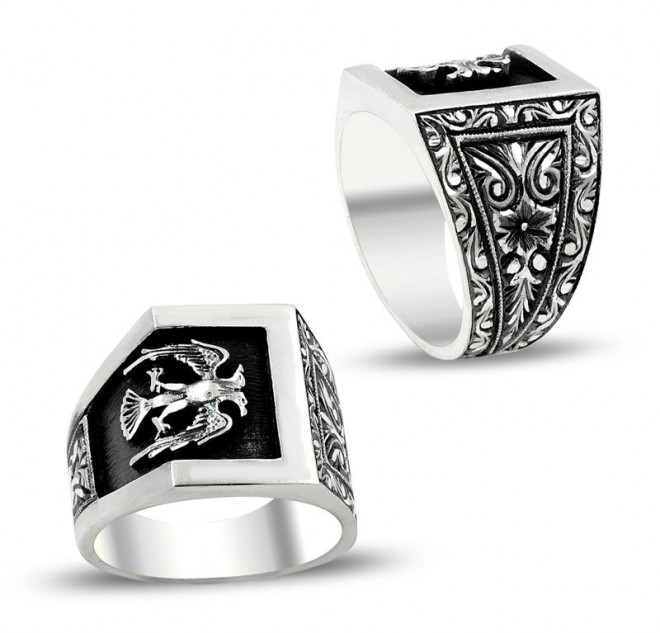 El İşçiliği Selçuklu Kartallı Gümüş Yüzük