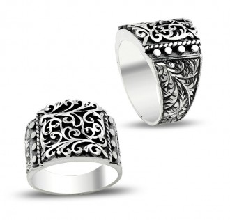 Erzurum El İşi Kalem İşçilikli Gümüş Yüzük