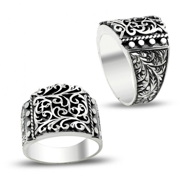 Erzurum El İşi Kalem İşçilikli Gümüş Yüzük