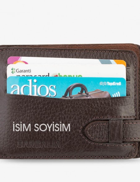 Garbalia İsimli Deri Erkek Kartlık Kahverengi