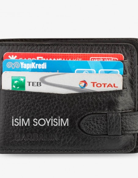 Garbalia İsimli Deri Erkek Kartlık Siyah