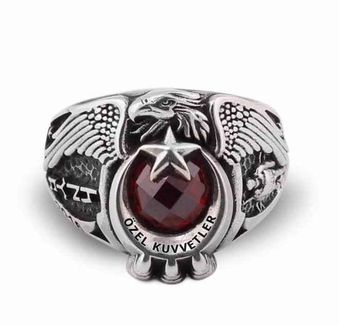 Göktürkçe Türk Yazılı Asker Figürlü Özel Kuvvetler Yüzüğü