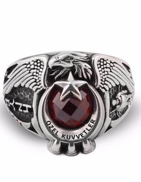 Göktürkçe Türk Yazılı Asker Figürlü Özel Kuvvetler Yüzüğü