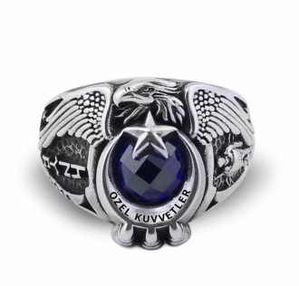 Göktürkçe Türk Yazılı Asker Figürlü Özel Kuvvetler Yüzüğü 2