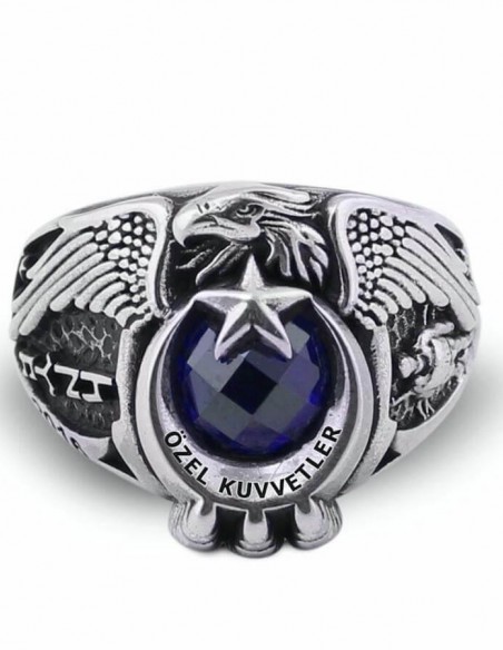 Göktürkçe Türk Yazılı Asker Figürlü Özel Kuvvetler Yüzüğü