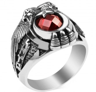 Göktürkçe Türk Yazılı Çift Kartal Başlı Uzman Çavuş Yüzüğü 2