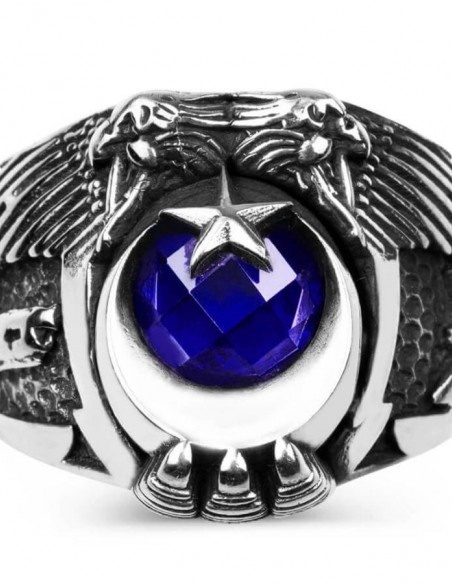 Göktürkçe Türk Yazılı Çift Kartal Başlı Uzman Çavuş Yüzüğü