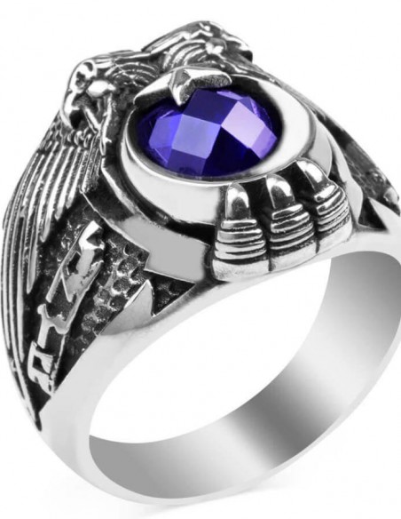 Göktürkçe Türk Yazılı Çift Kartal Başlı Uzman Çavuş Yüzüğü