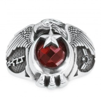 Göktürkçe Türk Yazılı Tek Kartal Başlı Uzman Çavuş Yüzüğü