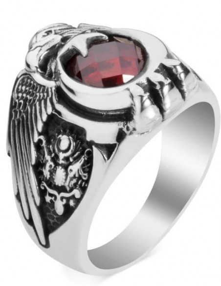 Gümüş Osmanlı Arması Osmanlı Tuğrası Motifli Asteğmen Yüzüğü