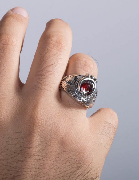 Gümüş Osmanlı Arması Osmanlı Tuğrası Motifli Asteğmen Yüzüğü