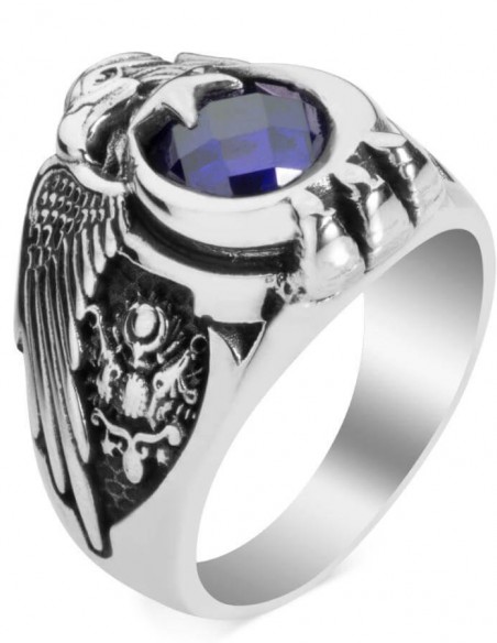 Gümüş Osmanlı Arması Osmanlı Tuğrası Motifli Asteğmen Yüzüğü