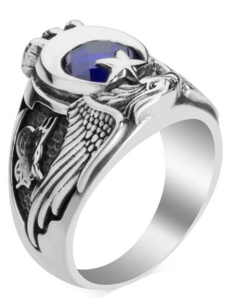 Gümüş Osmanlı Arması Osmanlı Tuğrası Motifli Asteğmen Yüzüğü